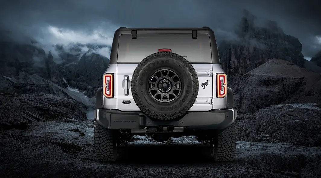 Liftgate of a Bronco with the Dark Trail Black package