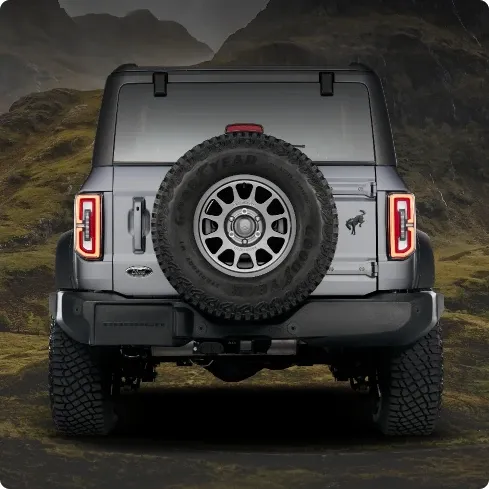 Liftgate of a Bronco with the Dark Trail Titanium package