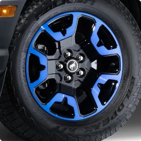 17” x 7” High-gloss Black Wheels with Blue Accents