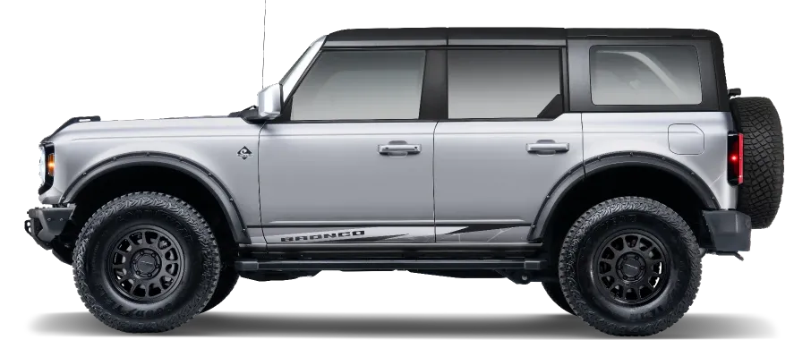 A profile image of a Bronco with the Dark Trail Black package.